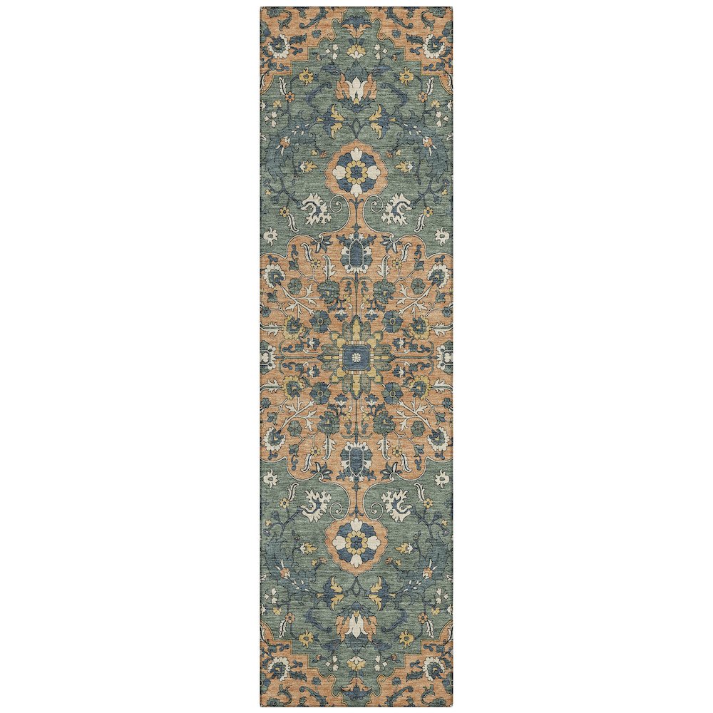 Machine Washable Indoor/Outdoor Chantille ACN2463 Orange 2'3" x 7'6" Runner Rug. Picture 1