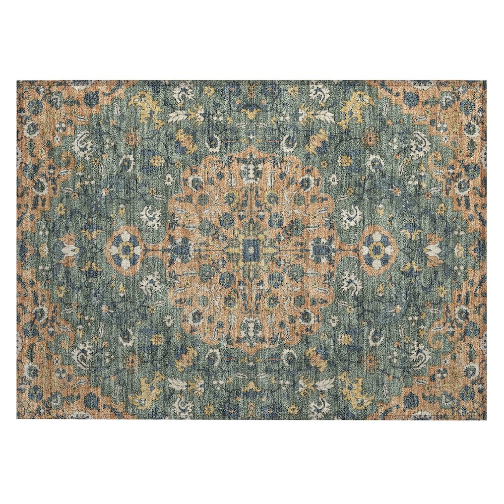 Machine Washable Indoor/Outdoor Chantille ACN2463 Orange 1'8" x 2'6" Rug. Picture 1