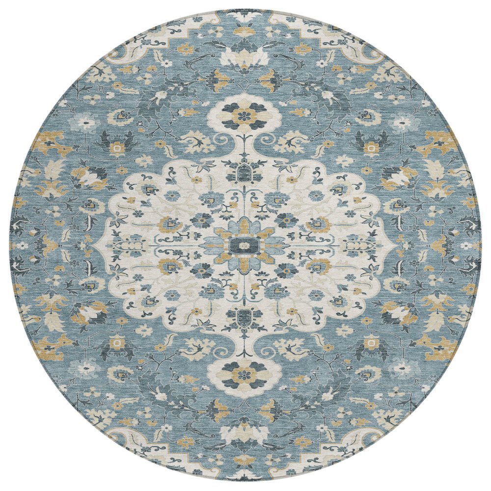 Machine Washable Indoor/Outdoor Chantille ACN2463 Ivory 8' x 8' Round Rug. Picture 1