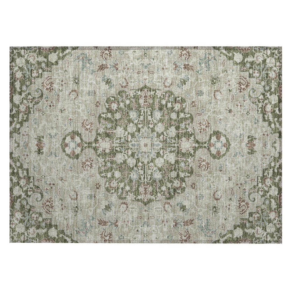 Machine Washable Indoor/Outdoor Chantille ACN2463 Green 1'8" x 2'6" Rug. Picture 1
