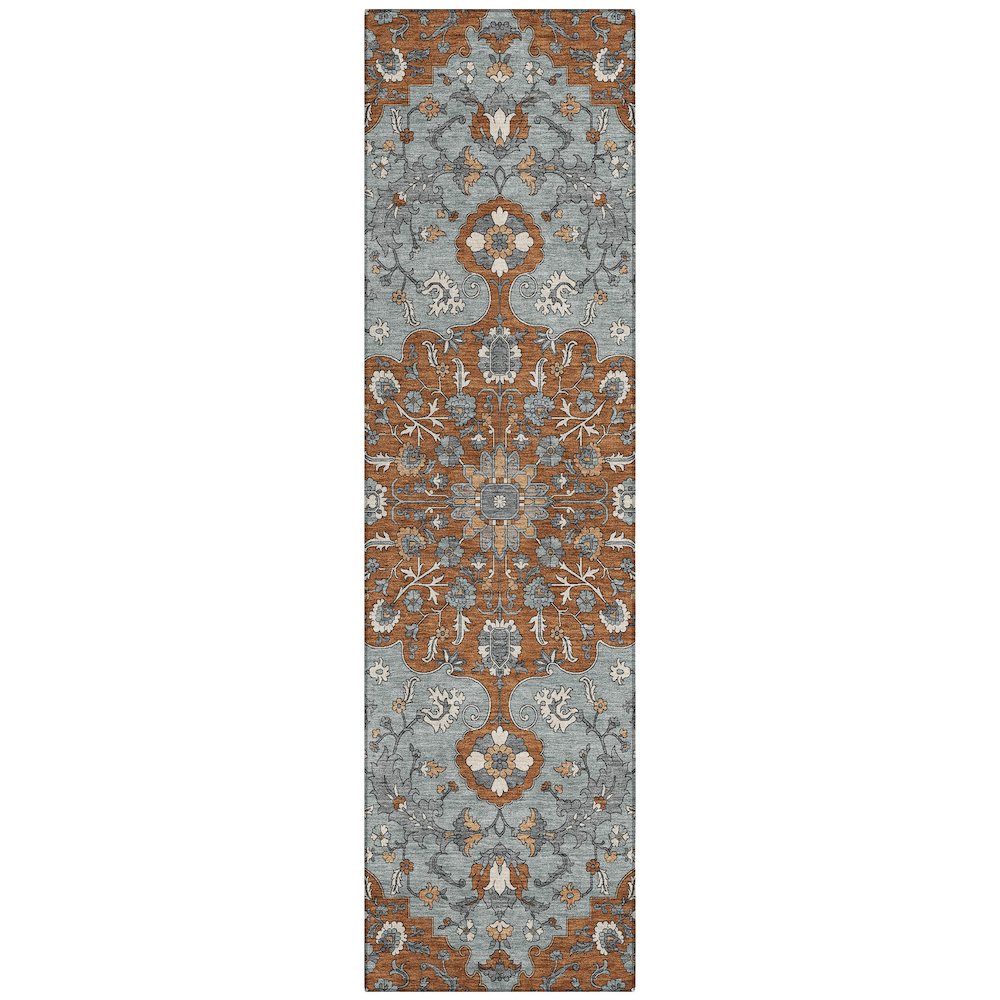 Machine Washable Indoor/Outdoor Chantille ACN2463 Orange 2'3" x 7'6" Runner Rug. Picture 1