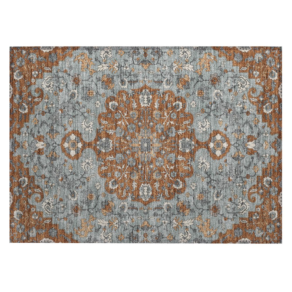 Machine Washable Indoor/Outdoor Chantille ACN2463 Orange 1'8" x 2'6" Rug. Picture 1