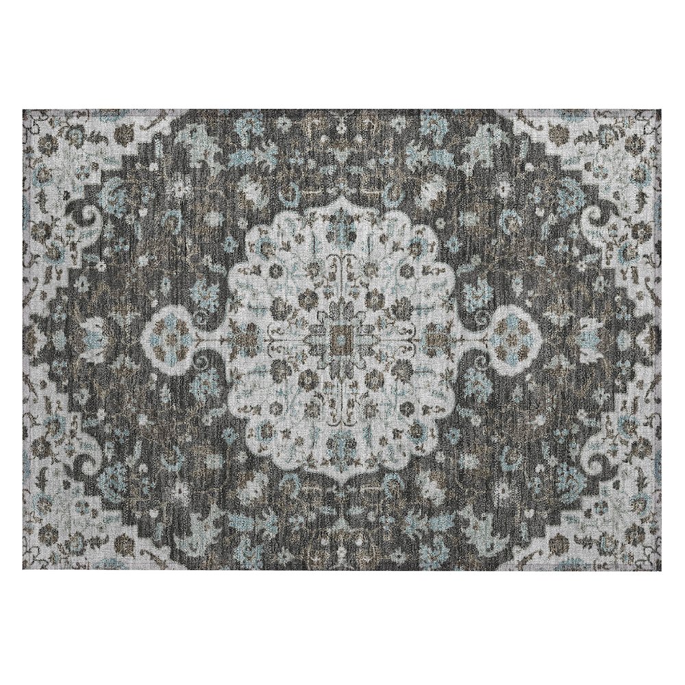 Machine Washable Indoor/Outdoor Chantille ACN2463 Gray 1'8" x 2'6" Rug. Picture 1