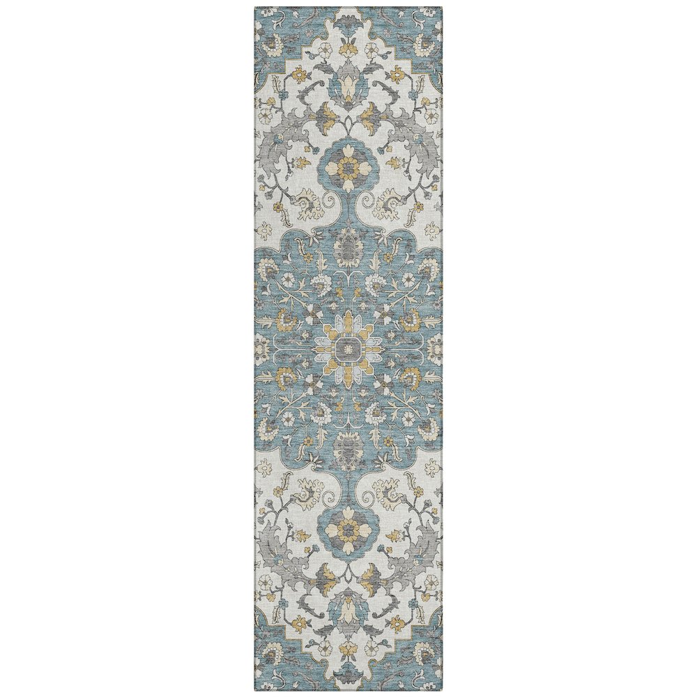 Machine Washable Indoor/Outdoor Chantille ACN2463 Teal 2'3" x 7'6" Runner Rug. Picture 1