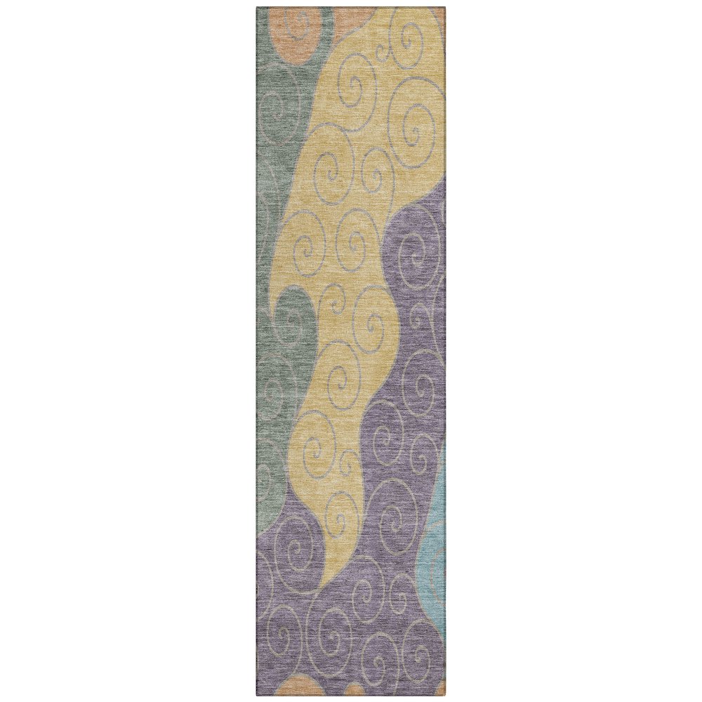 Machine Washable Indoor/Outdoor Chantille ACN2464 Green 2'3" x 7'6" Runner Rug. Picture 1