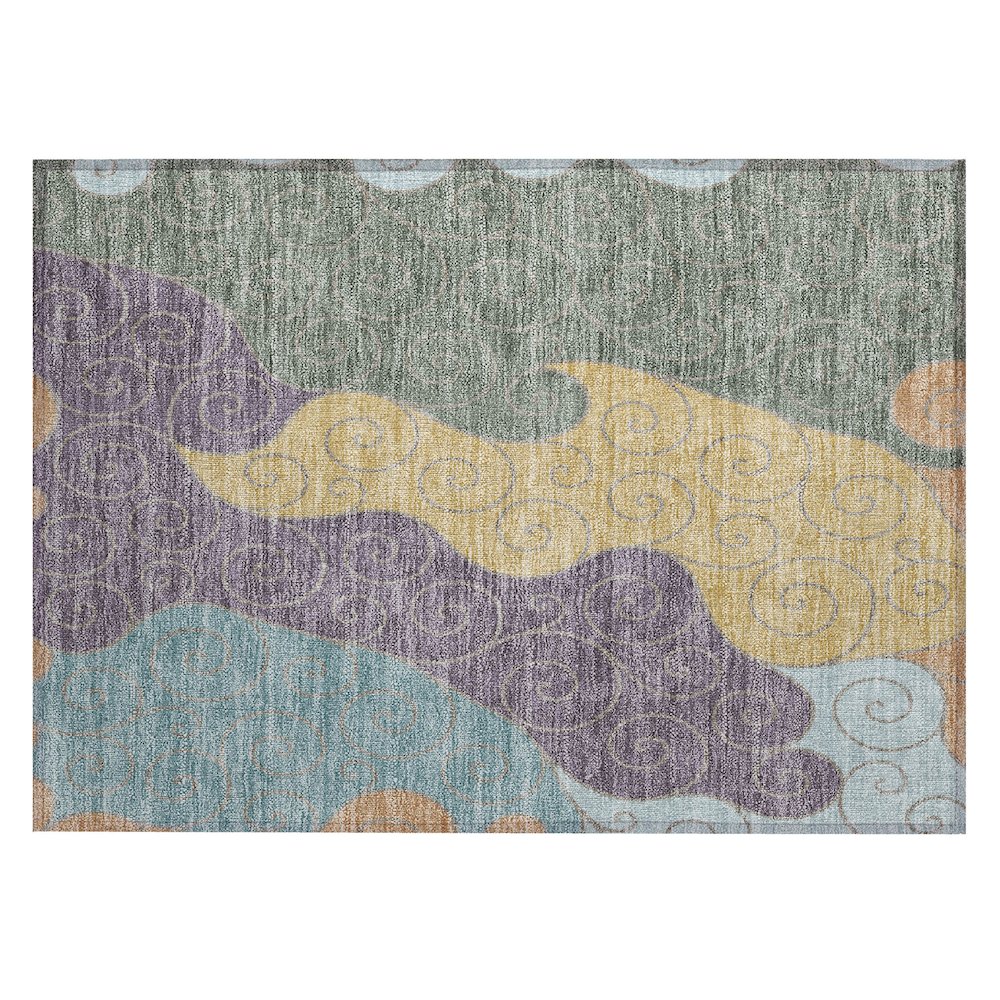 Machine Washable Indoor/Outdoor Chantille ACN2464 Green 1'8" x 2'6" Rug. Picture 1