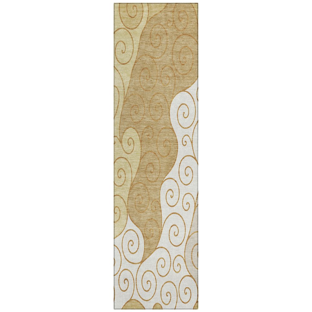 Machine Washable Indoor/Outdoor Chantille ACN2464 Gold 2'3" x 7'6" Runner Rug. Picture 1