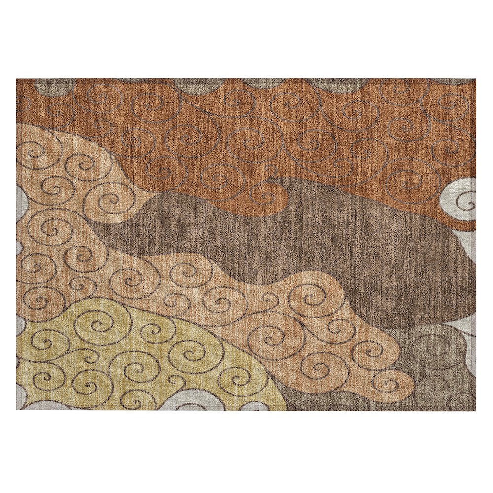 Machine Washable Indoor/Outdoor Chantille ACN2464 Orange 1'8" x 2'6" Rug. Picture 1