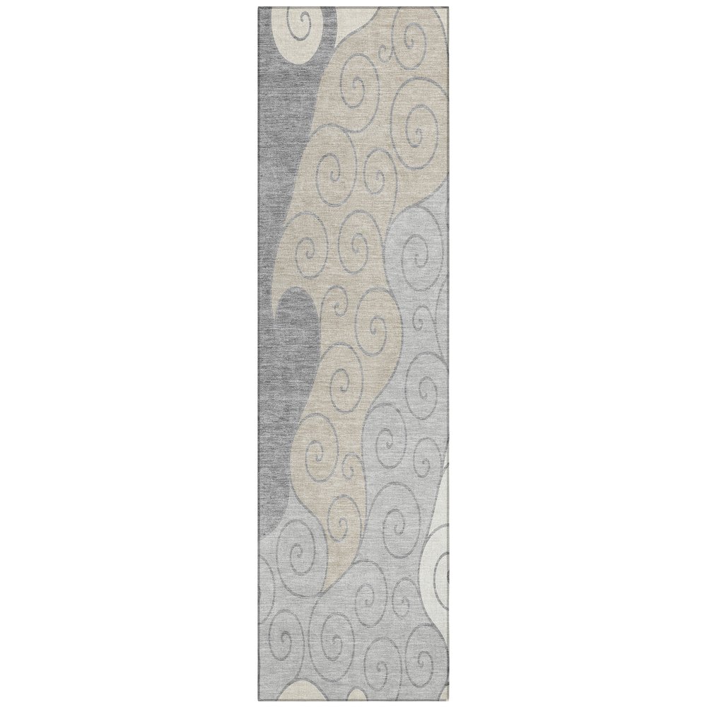 Machine Washable Indoor/Outdoor Chantille ACN2464 Gray 2'3" x 7'6" Runner Rug. Picture 1