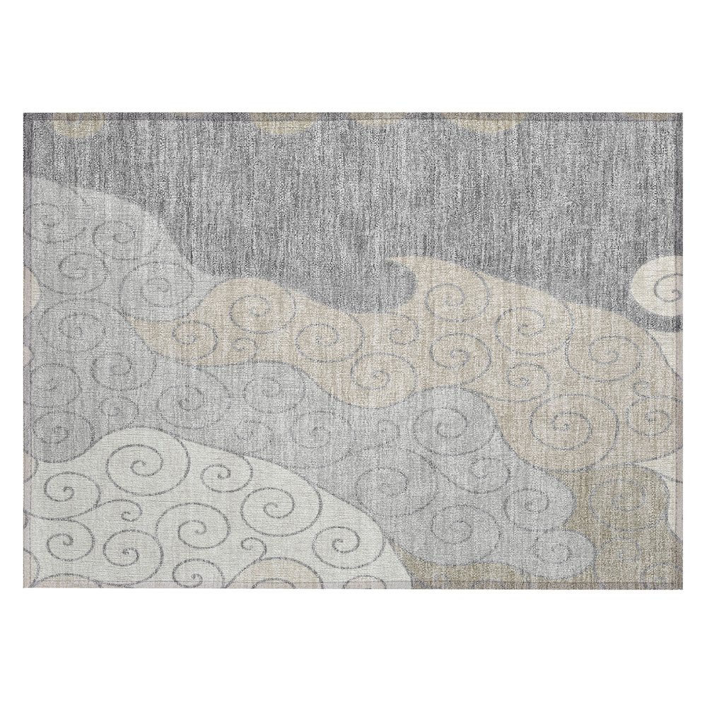 Machine Washable Indoor/Outdoor Chantille ACN2464 Gray 1'8" x 2'6" Rug. Picture 1