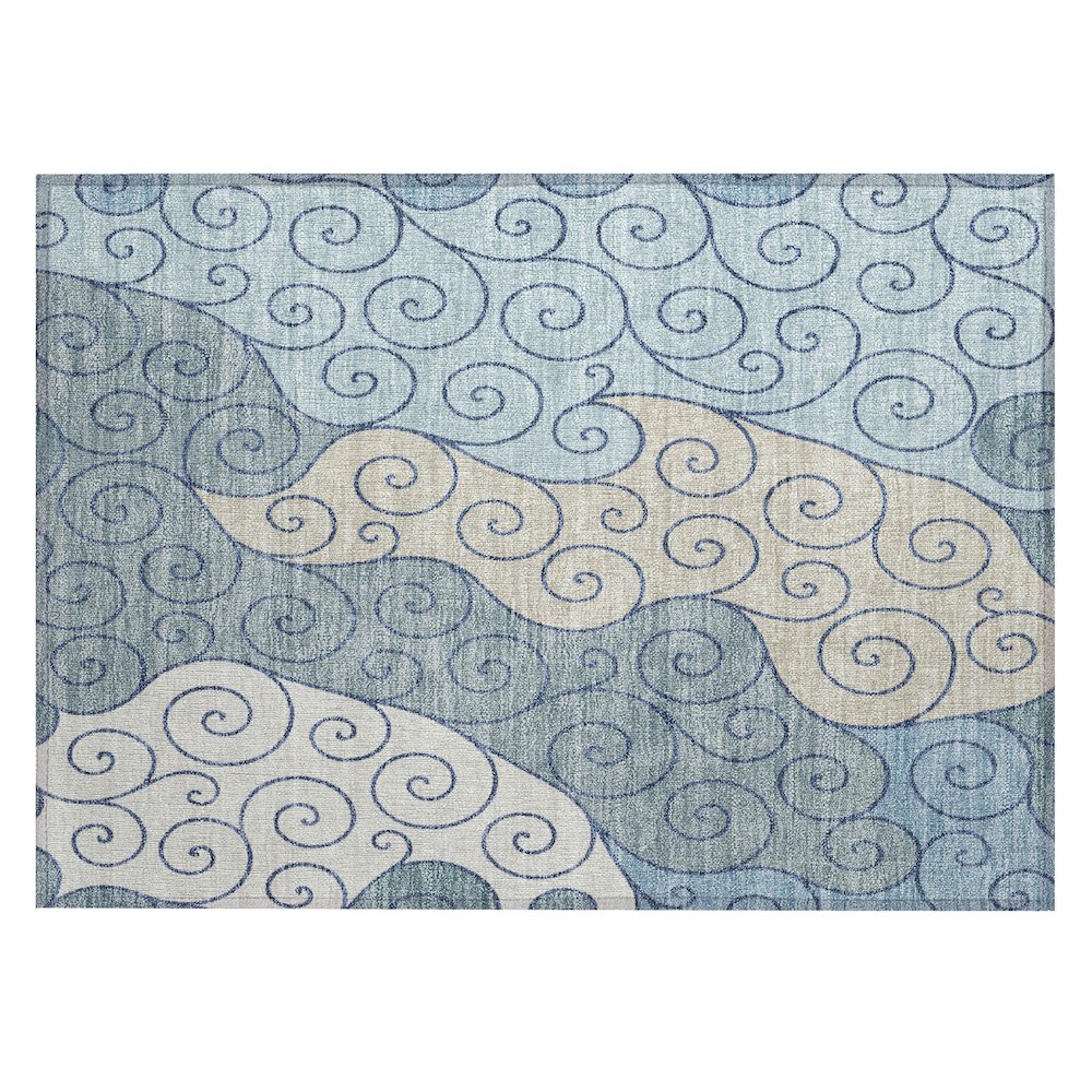 Machine Washable Indoor/Outdoor Chantille ACN2464 Blue 1'8" x 2'6" Rug. Picture 1