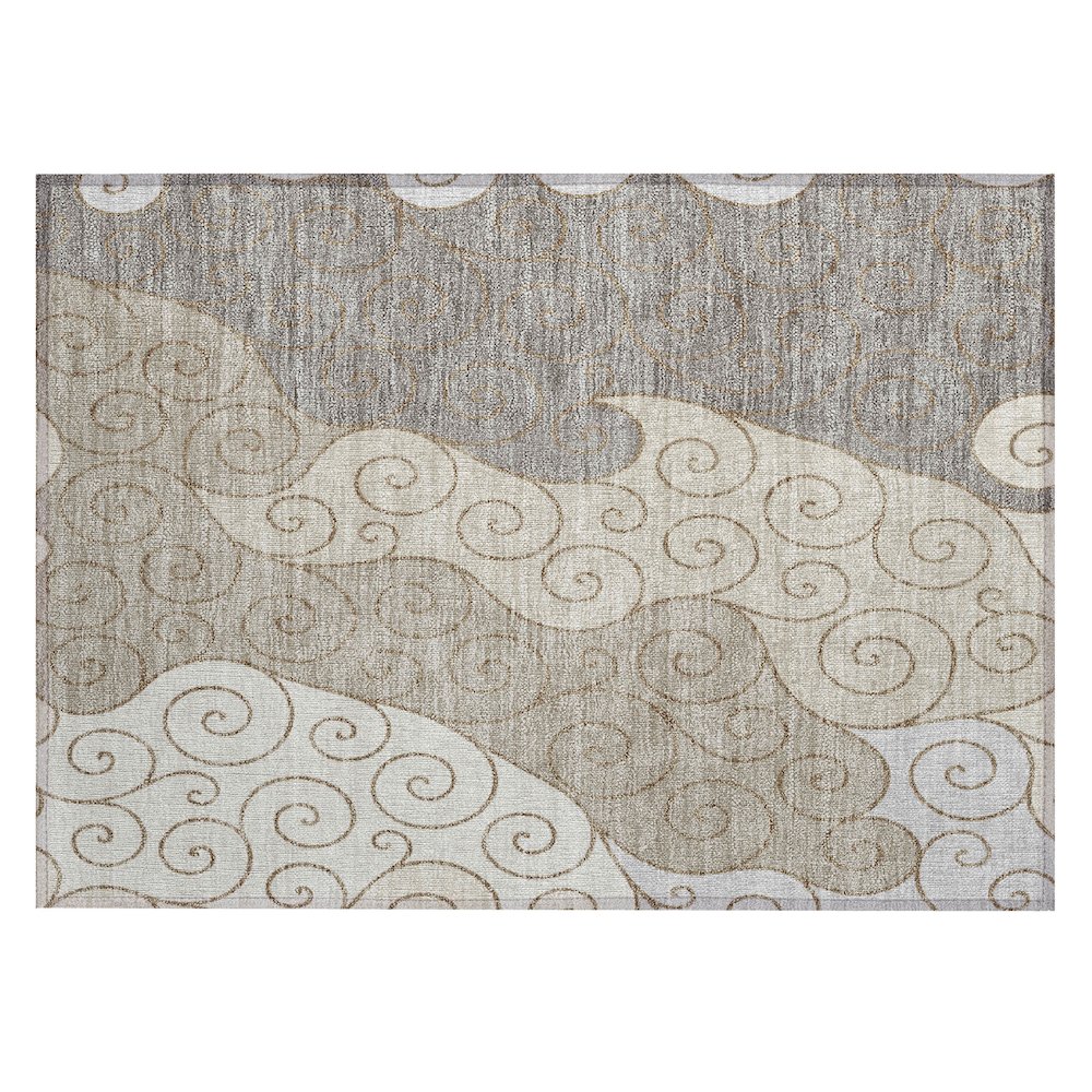 Machine Washable Indoor/Outdoor Chantille ACN2464 Brown 1'8" x 2'6" Rug. Picture 1