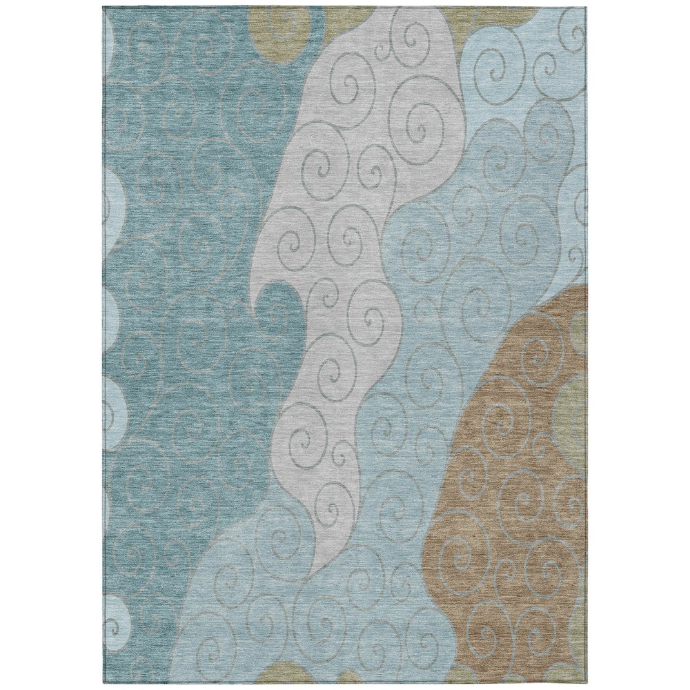 Machine Washable Indoor/Outdoor Chantille ACN2464 Teal 2'6" x 3'10" Rug. Picture 1