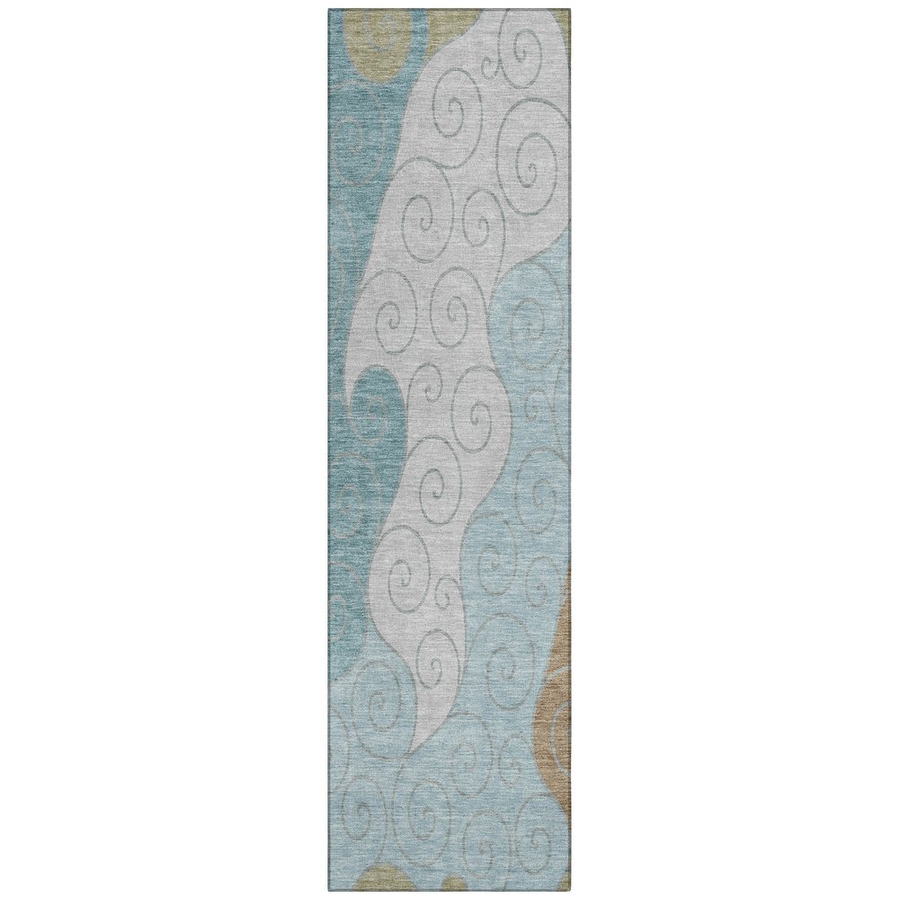 Machine Washable Indoor/Outdoor Chantille ACN2464 Teal 2'3" x 7'6" Runner Rug. Picture 1
