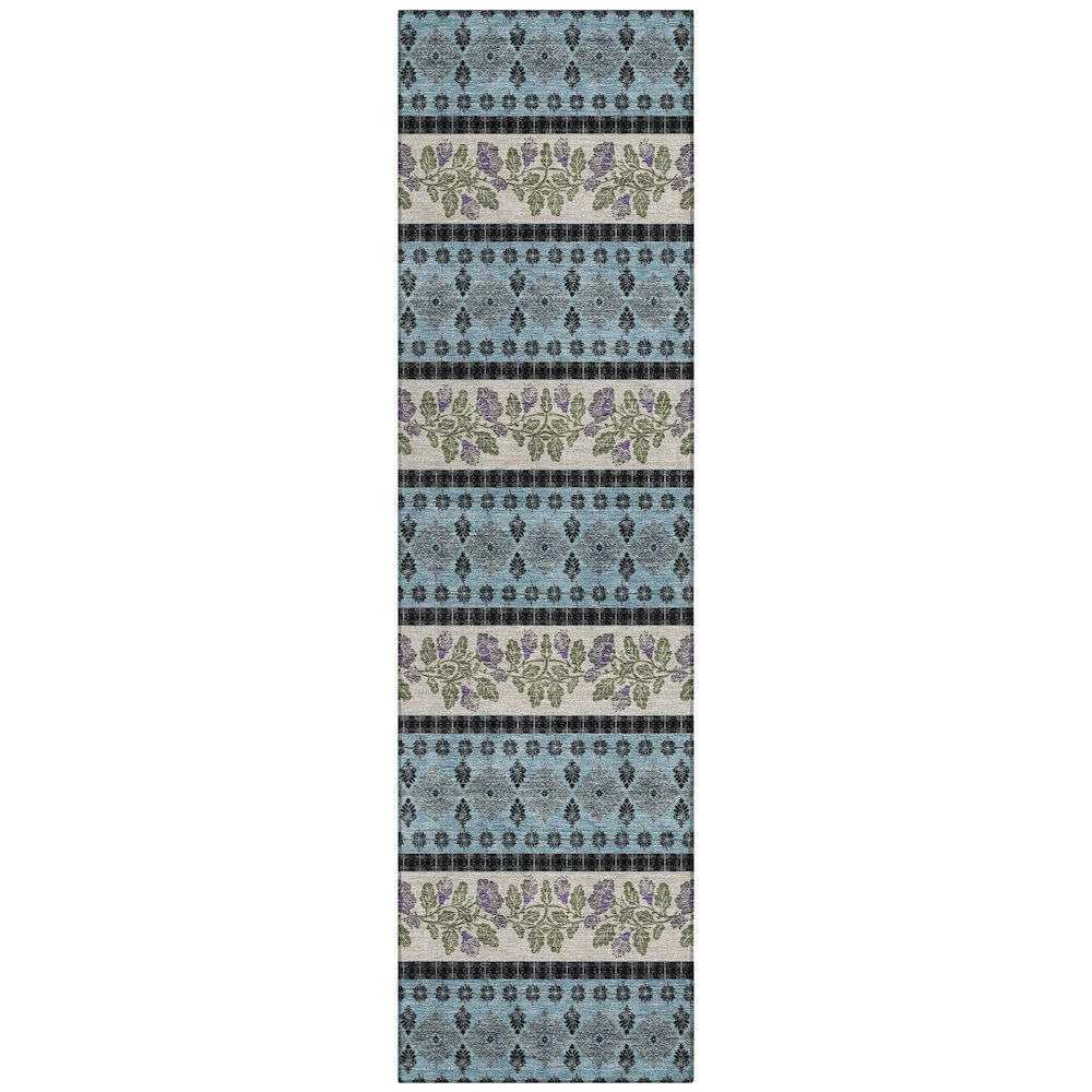 Machine Washable Indoor/Outdoor Chantille ACN2465 Teal 2'3" x 7'6" Runner Rug. Picture 1