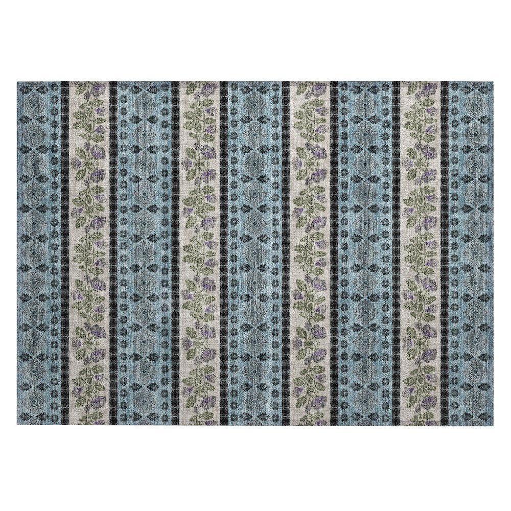 Machine Washable Indoor/Outdoor Chantille ACN2465 Teal 1'8" x 2'6" Rug. Picture 1