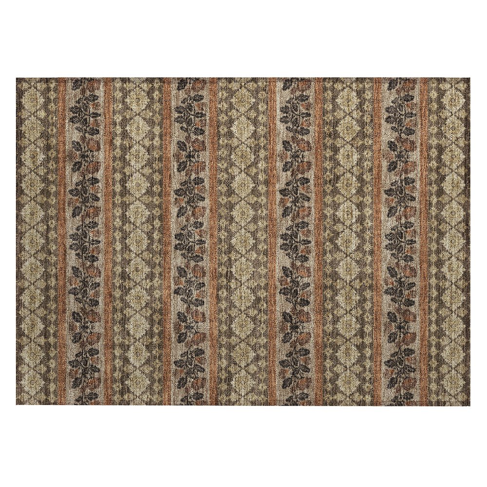 Machine Washable Indoor/Outdoor Chantille ACN2465 Brown 1'8" x 2'6" Rug. Picture 1