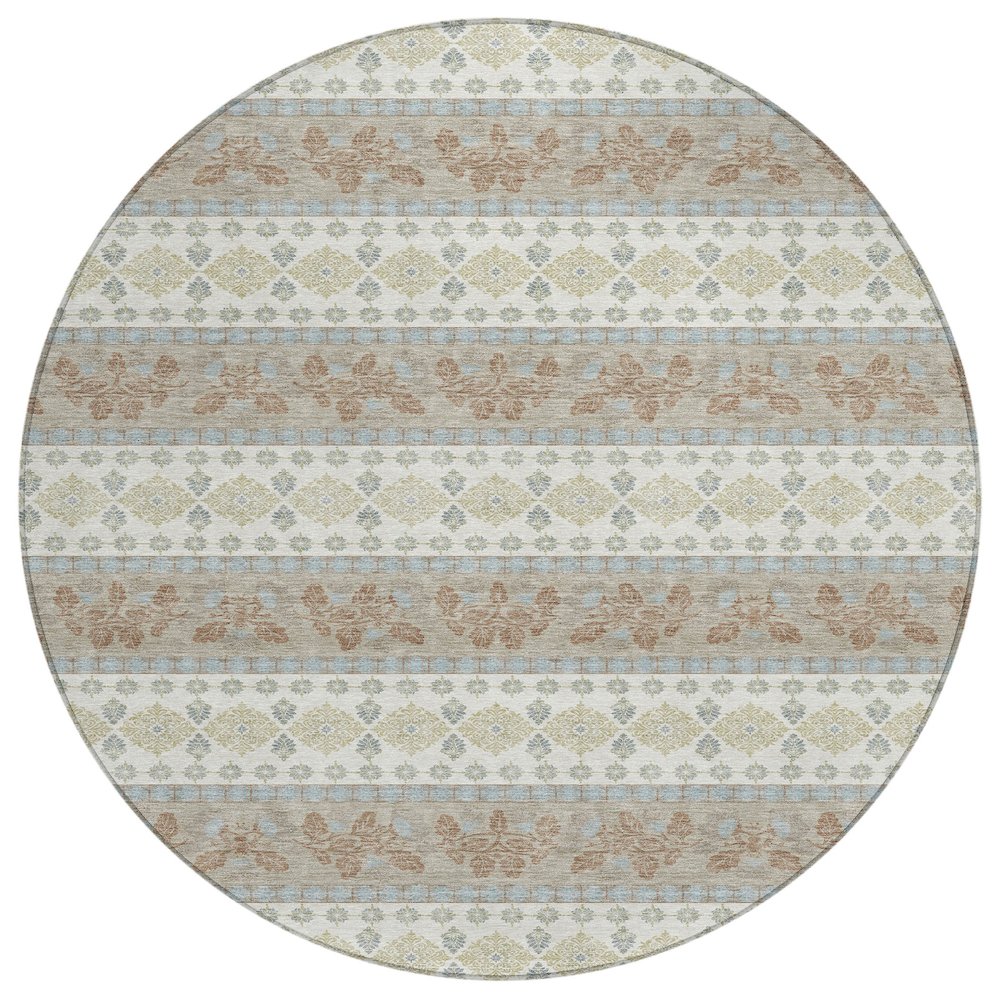 Machine Washable Indoor/Outdoor Chantille ACN2465 Ivory 8' x 8' Round Rug. Picture 1