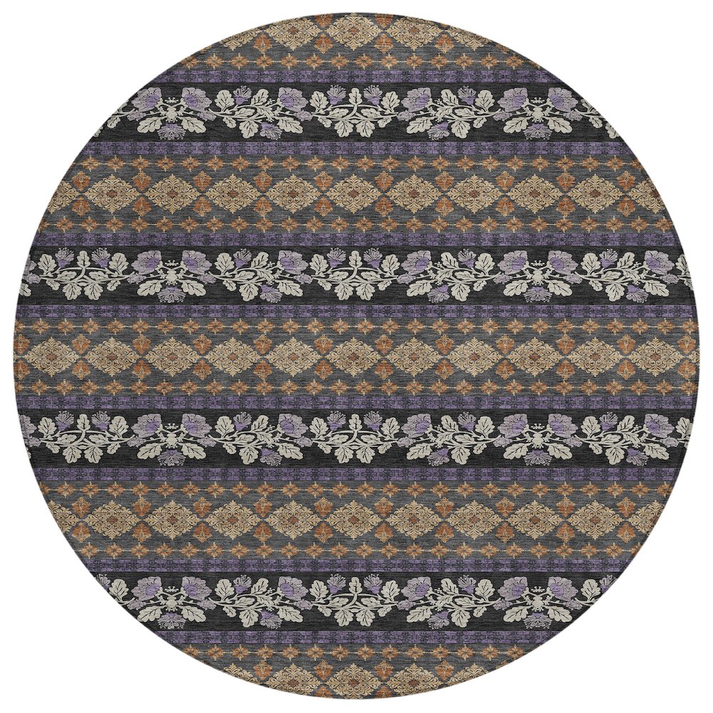 Machine Washable Indoor/Outdoor Chantille ACN2465 Purple 8' x 8' Round Rug. Picture 1