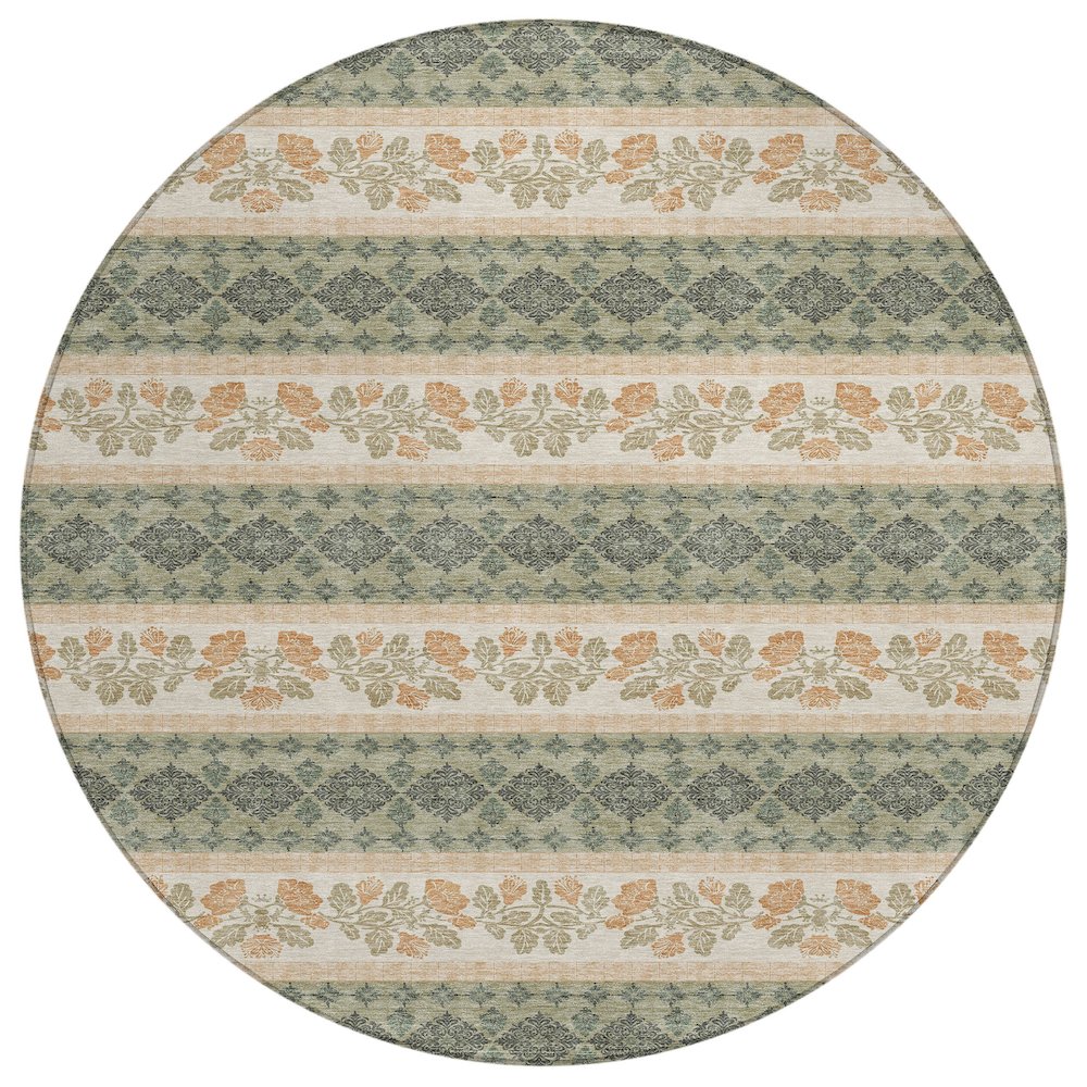 Machine Washable Indoor/Outdoor Chantille ACN2465 Green 8' x 8' Round Rug. Picture 1
