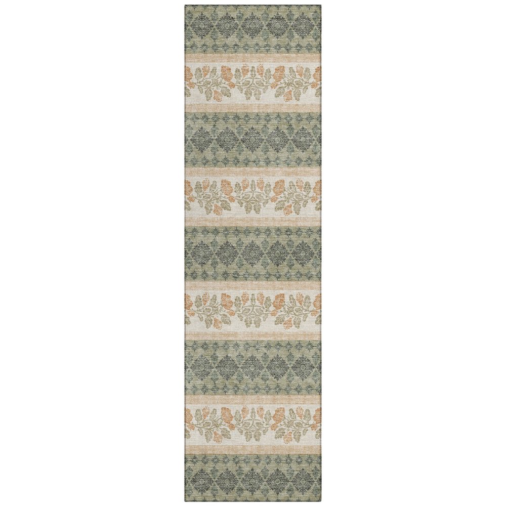Machine Washable Indoor/Outdoor Chantille ACN2465 Green 2'3" x 7'6" Runner Rug. Picture 1