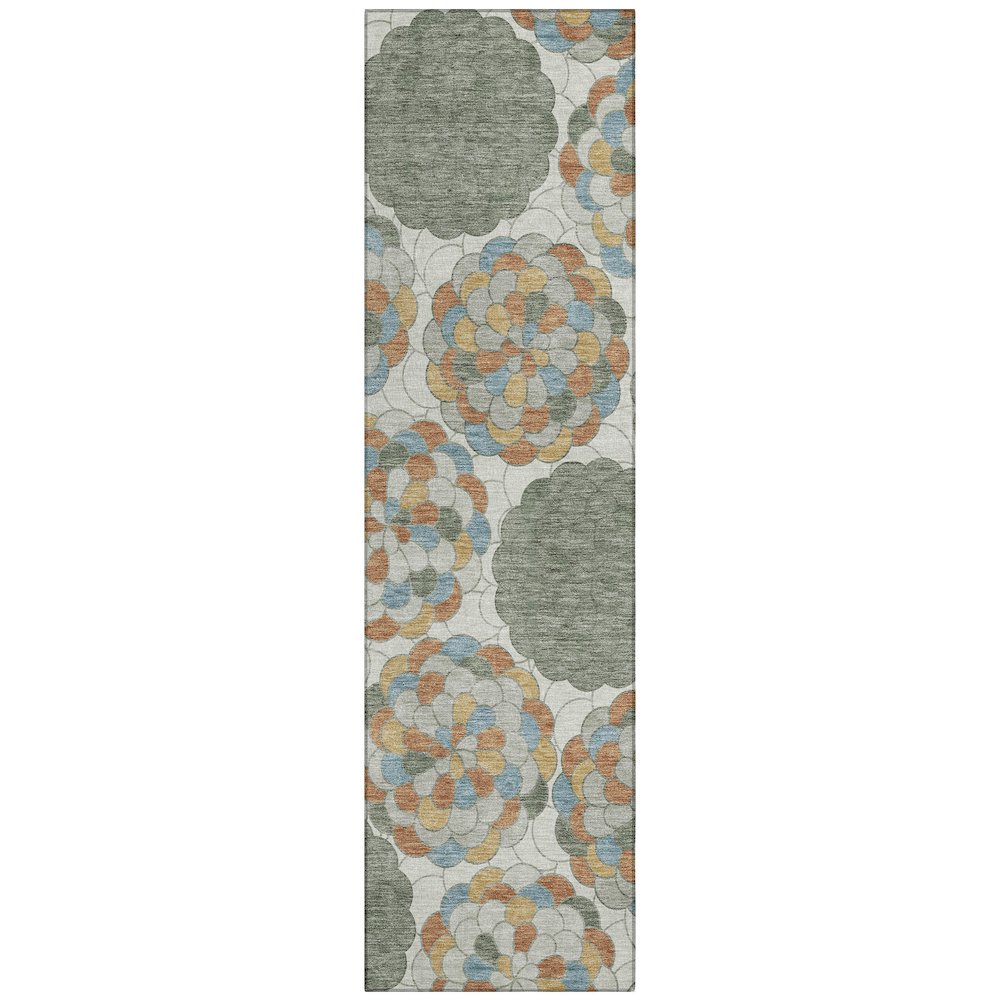 Machine Washable Indoor/Outdoor Chantille ACN2466 Green 2'3" x 7'6" Runner Rug. Picture 1