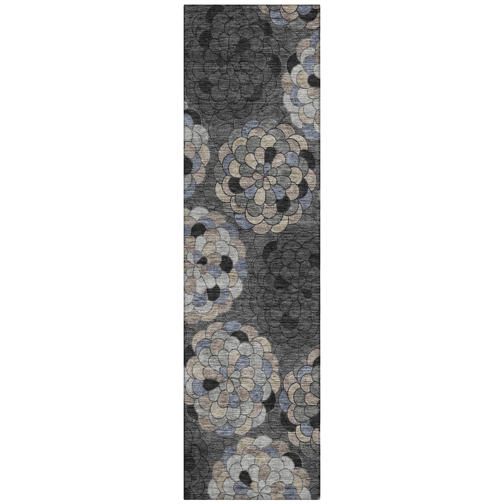 Machine Washable Indoor/Outdoor Chantille ACN2466 Black 2'3" x 7'6" Runner Rug. Picture 1