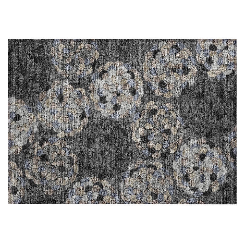 Machine Washable Indoor/Outdoor Chantille ACN2466 Black 1'8" x 2'6" Rug. Picture 1