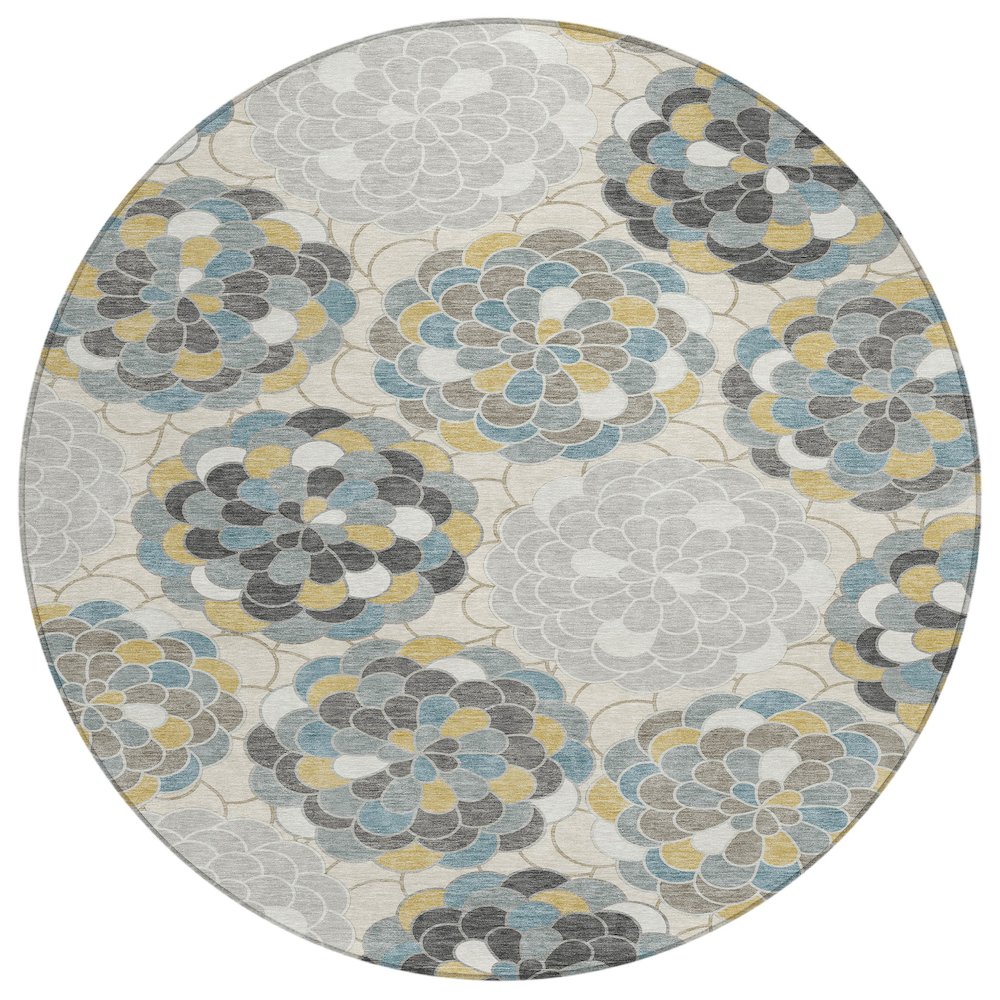 Machine Washable Indoor/Outdoor Chantille ACN2466 Ivory 8' x 8' Round Rug. Picture 1