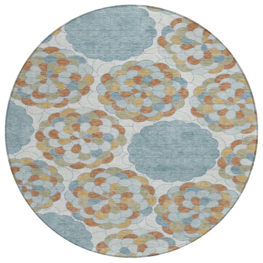 Machine Washable Indoor/Outdoor Chantille ACN2466 Blue 8' x 8' Round Rug. Picture 1