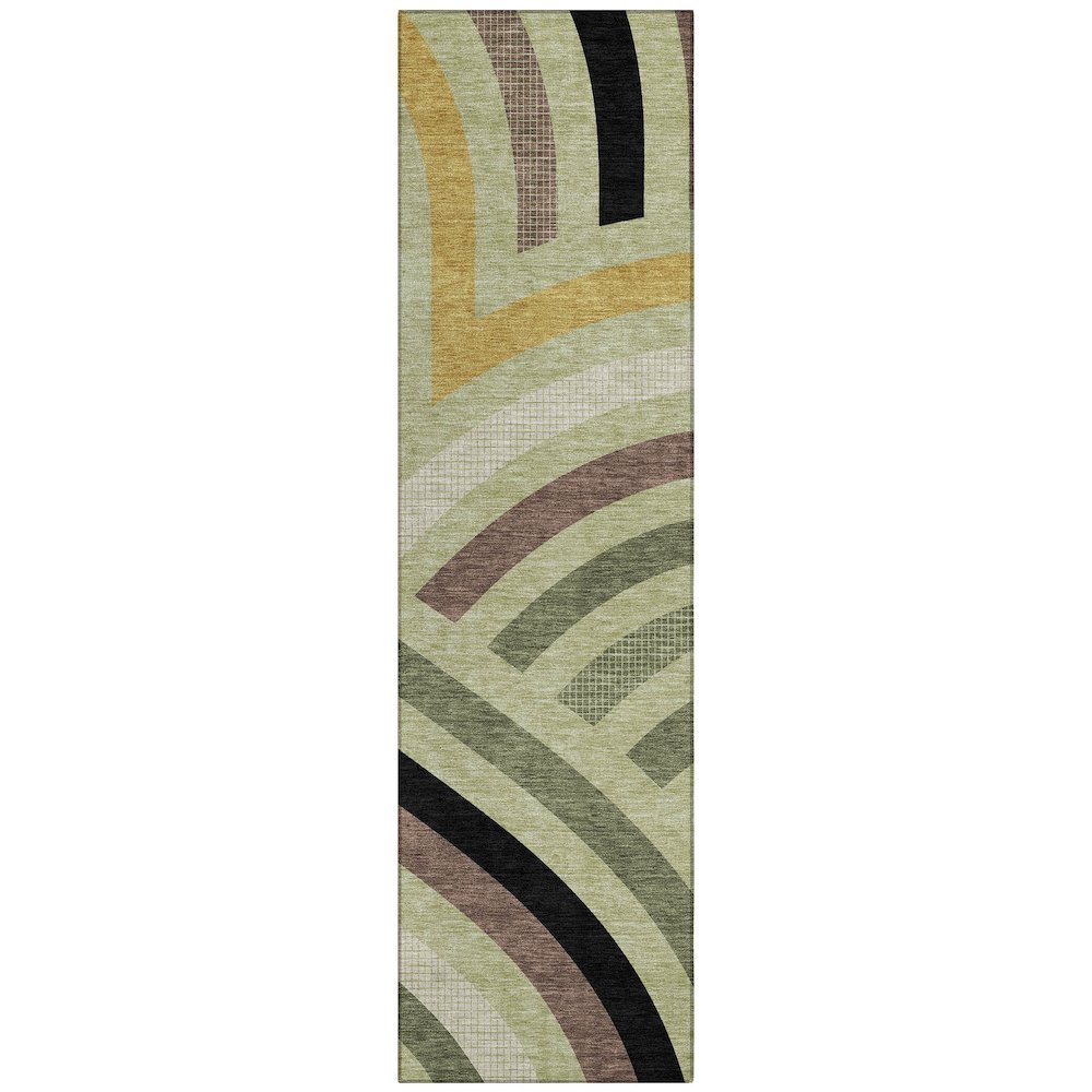 Machine Washable Indoor/Outdoor Chantille ACN2467 Green 2'3" x 7'6" Runner Rug. Picture 1