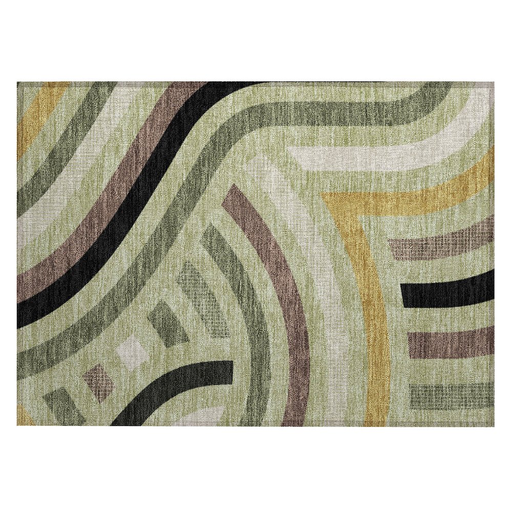 Machine Washable Indoor/Outdoor Chantille ACN2467 Green 1'8" x 2'6" Rug. Picture 1