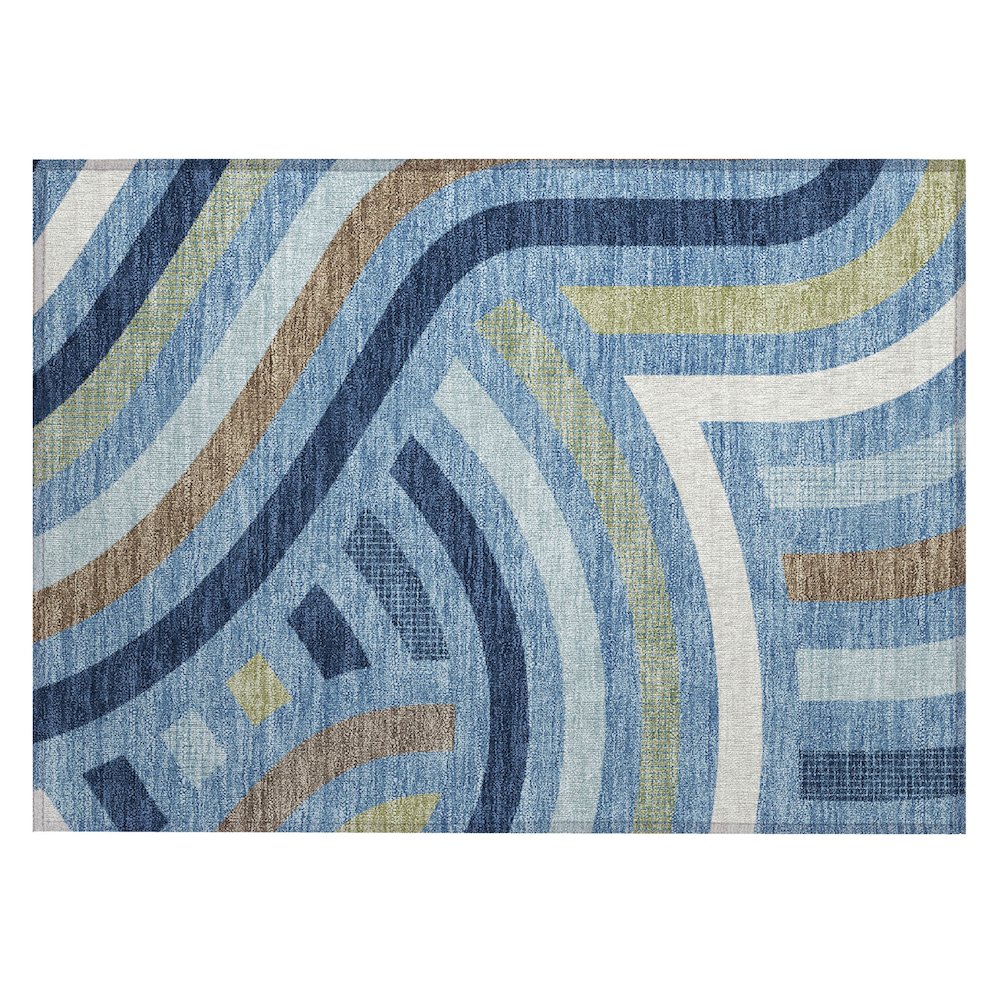Machine Washable Indoor/Outdoor Chantille ACN2467 Blue 1'8" x 2'6" Rug. Picture 1
