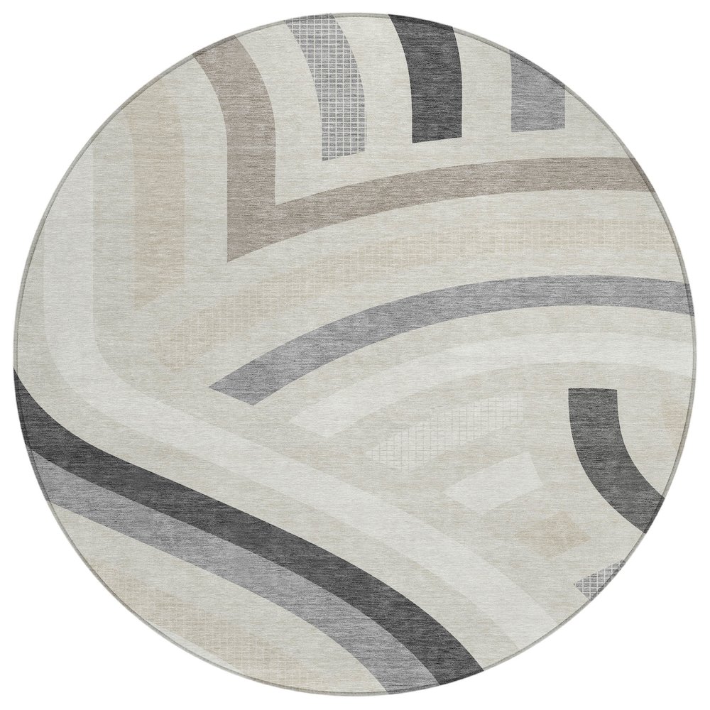 Machine Washable Indoor/Outdoor Chantille ACN2467 Ivory 8' x 8' Round Rug. Picture 1