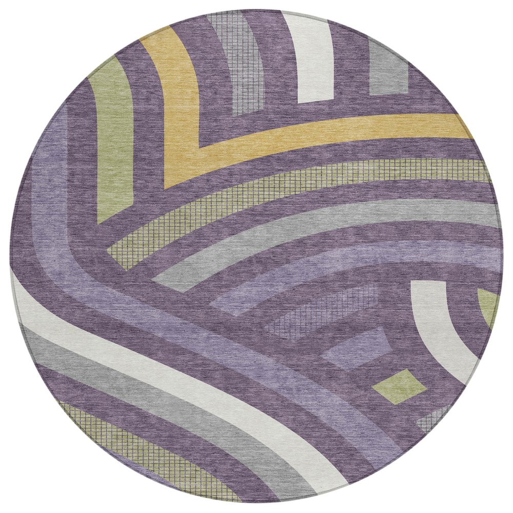 Machine Washable Indoor/Outdoor Chantille ACN2467 Purple 8' x 8' Round Rug. Picture 1