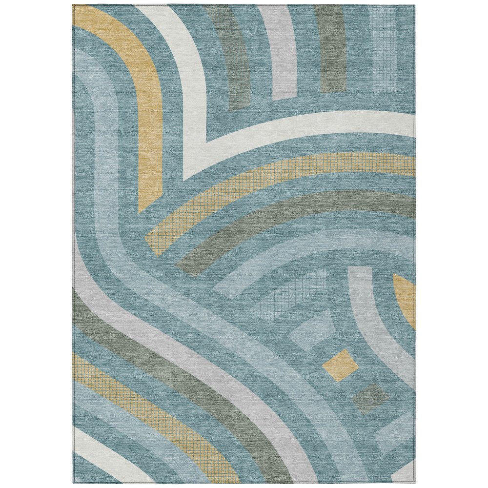 Machine Washable Indoor/Outdoor Chantille ACN2467 Teal 2'6" x 3'10" Rug. Picture 1