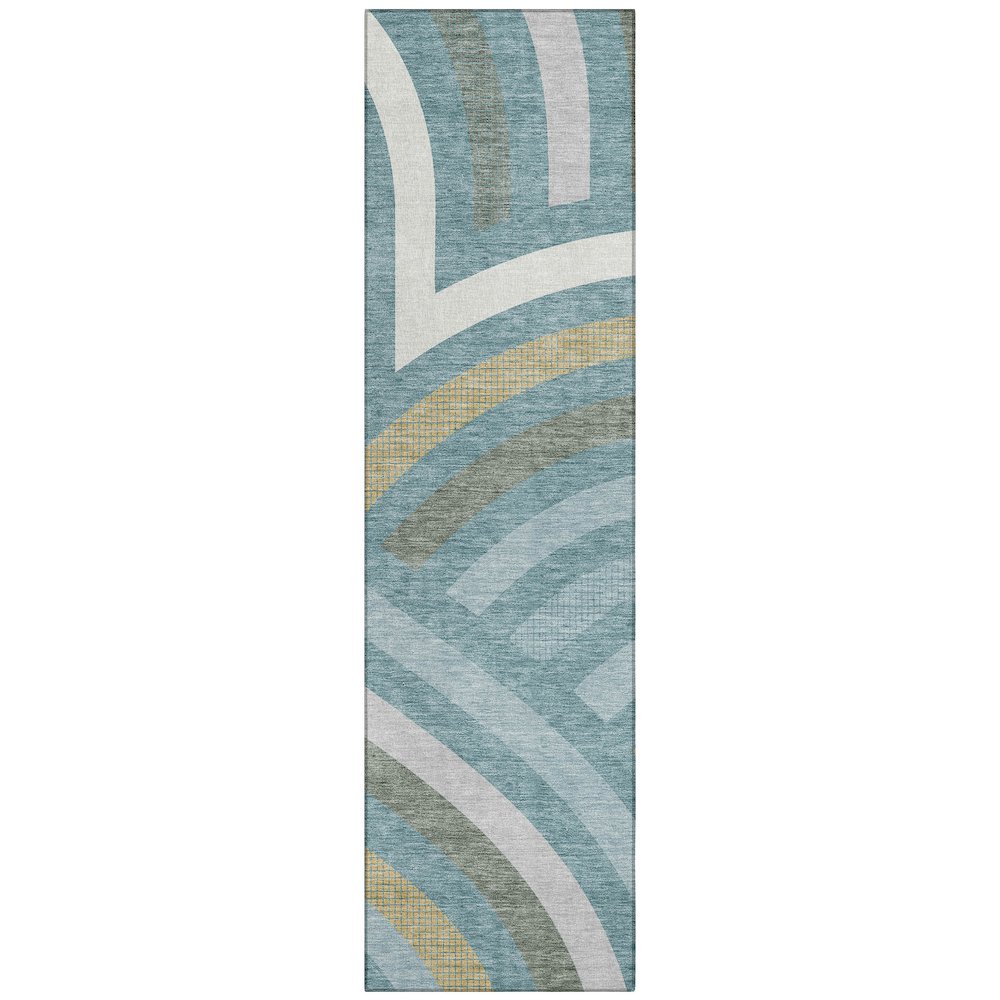 Machine Washable Indoor/Outdoor Chantille ACN2467 Teal 2'3" x 7'6" Runner Rug. Picture 1