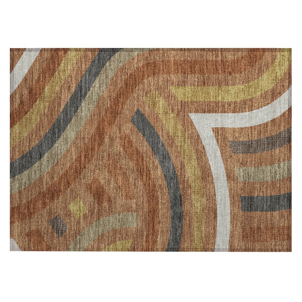 Machine Washable Indoor/Outdoor Chantille ACN2467 Orange 1'8" x 2'6" Rug. Picture 1