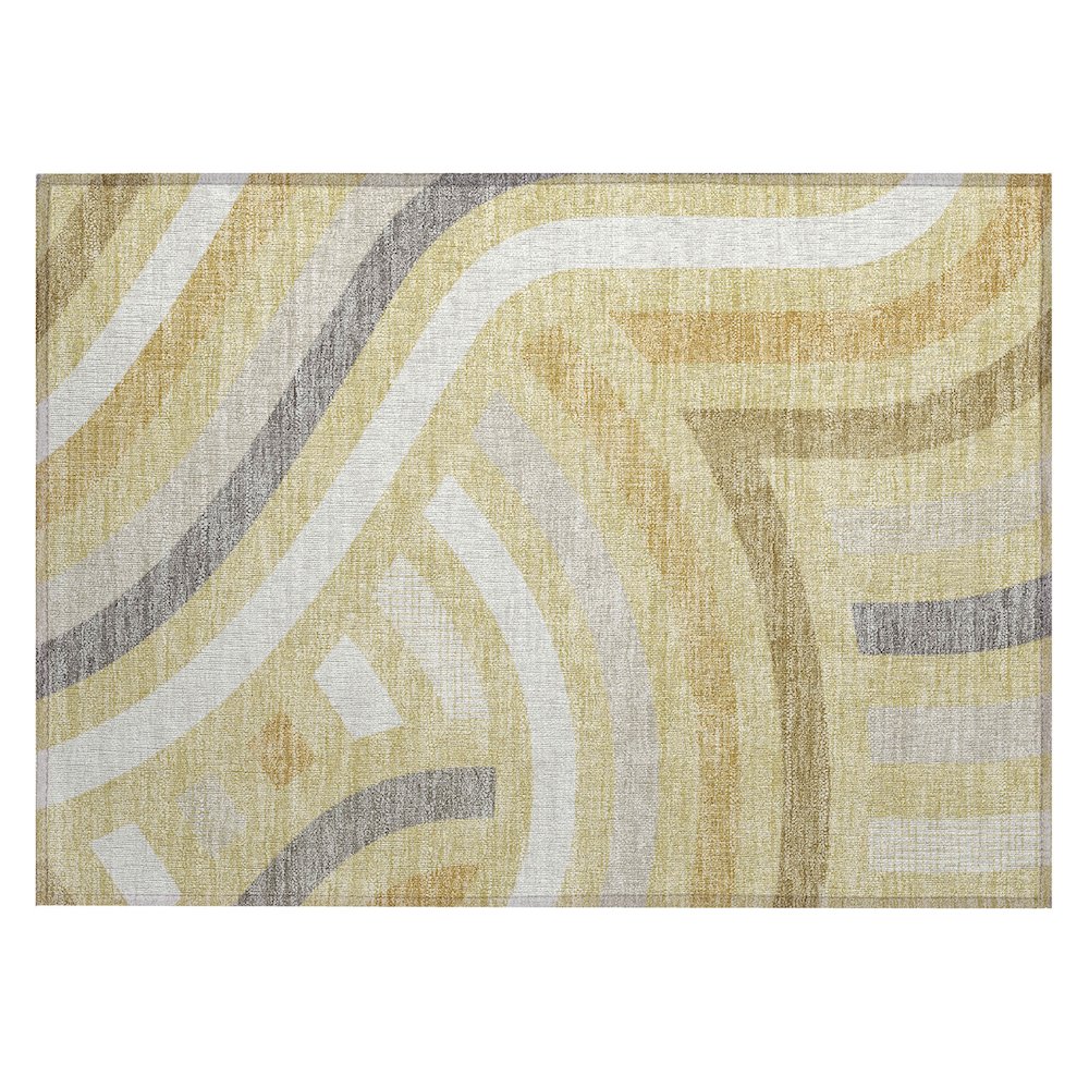 Machine Washable Indoor/Outdoor Chantille ACN2467 Gold 1'8" x 2'6" Rug. Picture 1
