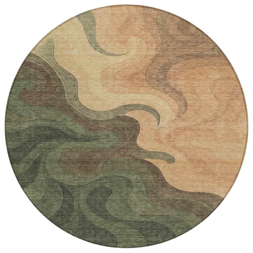 Machine Washable Indoor/Outdoor Chantille ACN2468 Green 8' x 8' Round Rug. Picture 1