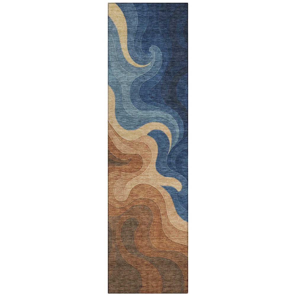 Machine Washable Indoor/Outdoor Chantille ACN2468 Orange 2'3" x 7'6" Runner Rug. Picture 1