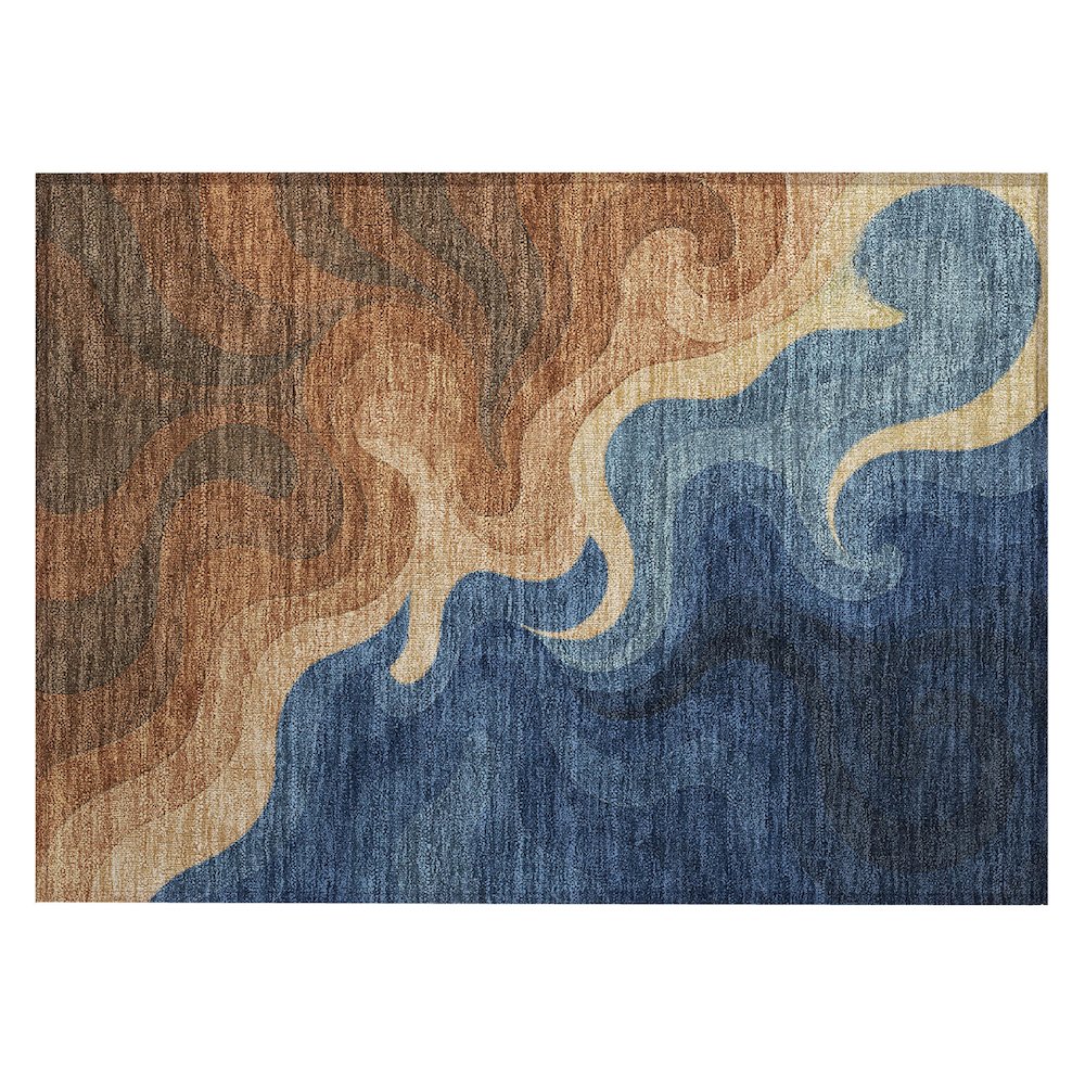 Machine Washable Indoor/Outdoor Chantille ACN2468 Orange 1'8" x 2'6" Rug. Picture 1