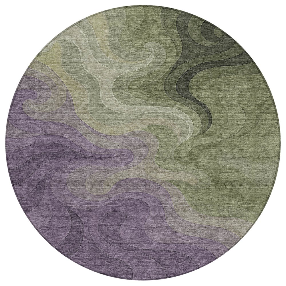 Machine Washable Indoor/Outdoor Chantille ACN2468 Purple 8' x 8' Round Rug. Picture 1