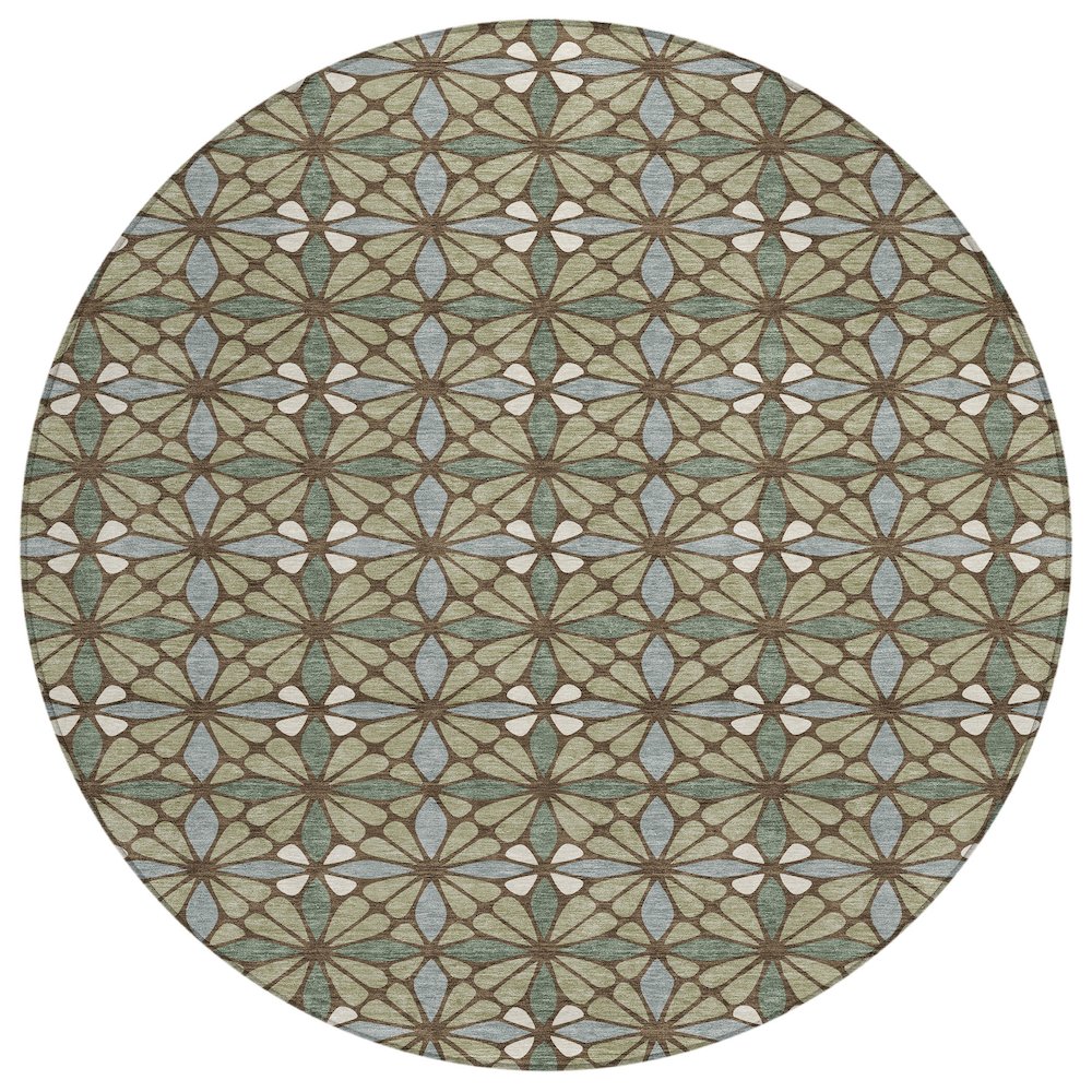 Machine Washable Indoor/Outdoor Chantille ACN2469 Green 8' x 8' Round Rug. Picture 1