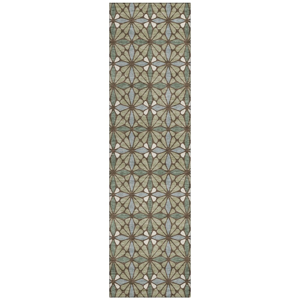 Machine Washable Indoor/Outdoor Chantille ACN2469 Green 2'3" x 7'6" Runner Rug. Picture 1