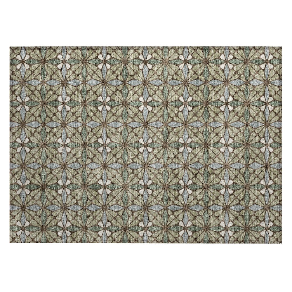Machine Washable Indoor/Outdoor Chantille ACN2469 Green 1'8" x 2'6" Rug. Picture 1