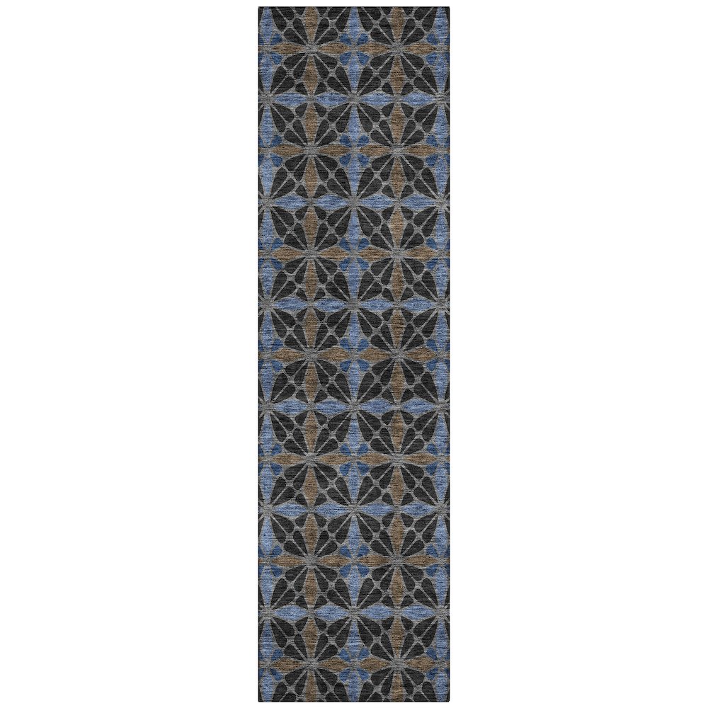 Machine Washable Indoor/Outdoor Chantille ACN2469 Black 2'3" x 7'6" Runner Rug. Picture 1