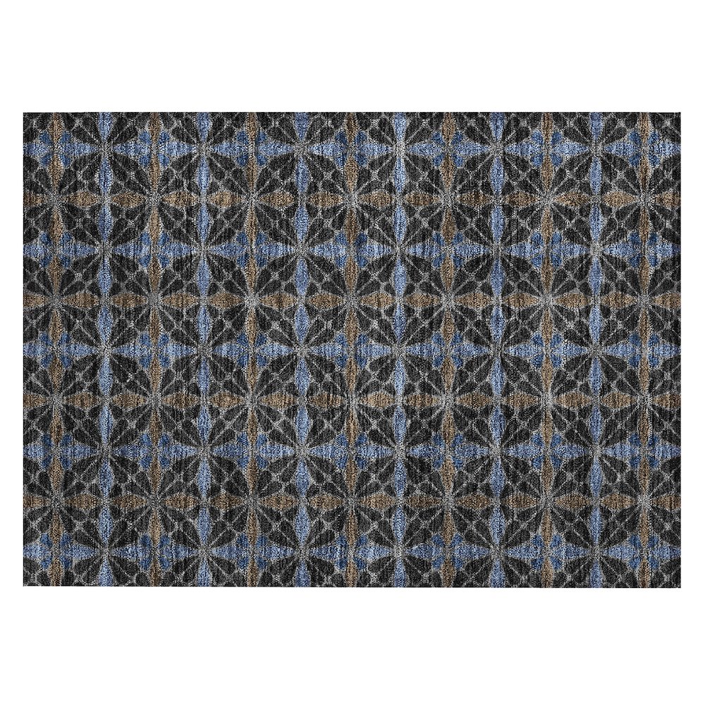 Machine Washable Indoor/Outdoor Chantille ACN2469 Black 1'8" x 2'6" Rug. Picture 1