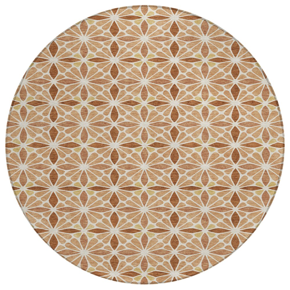 Machine Washable Indoor/Outdoor Chantille ACN2469 Orange 8' x 8' Round Rug. Picture 1