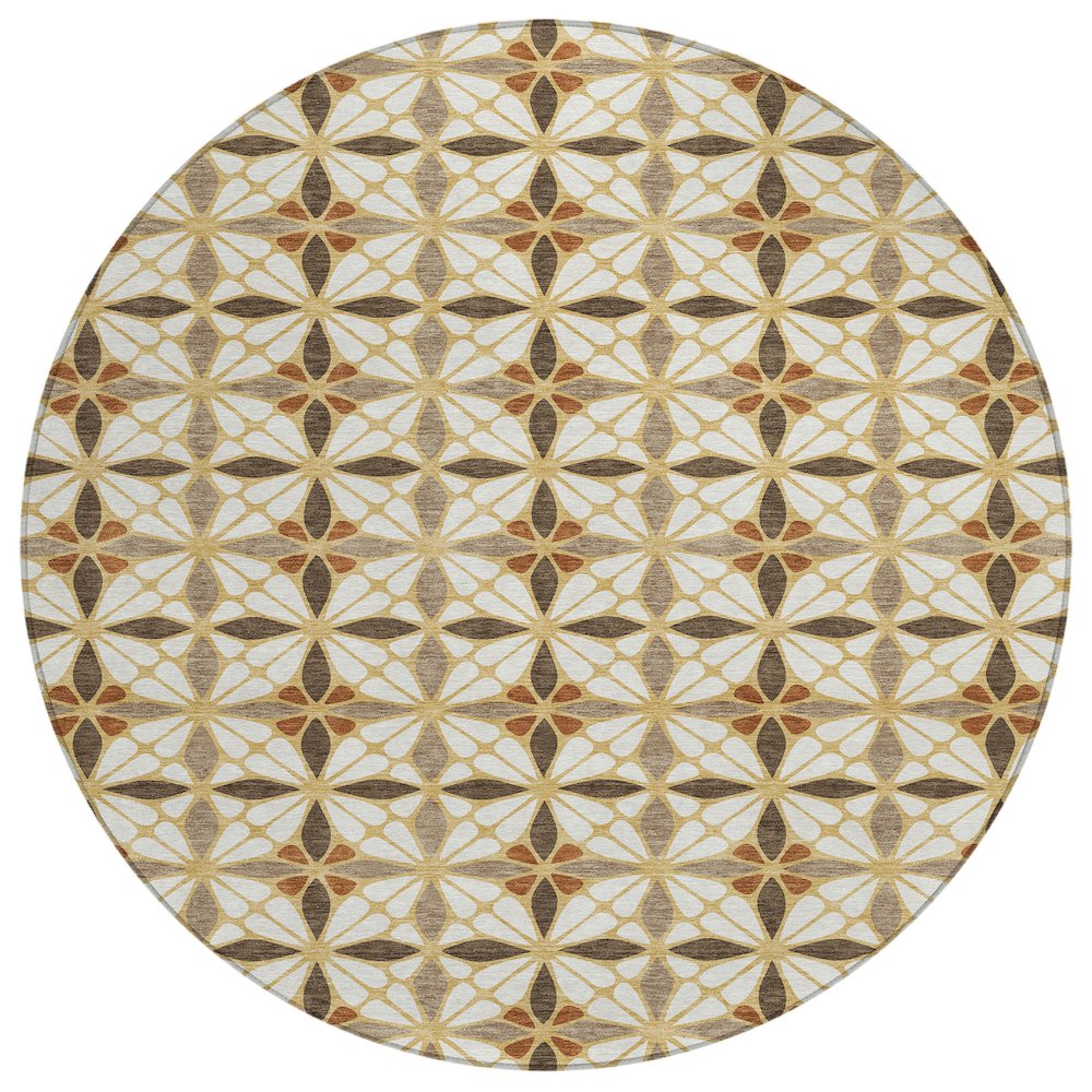 Machine Washable Indoor/Outdoor Chantille ACN2469 Gold 8' x 8' Round Rug. Picture 1